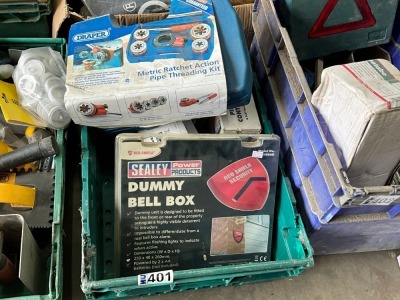 LOT BUNDLE TO INC. REMOTE CONTROL ALARM, BRICK LIFTER, DUMMY BELL BOX, THREADING KIT