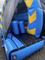 APPROX 12ft CIRCULAR ASSUALT COURSE BOUNCY CASTLE, SAFETY MAT & BLOWER - 2