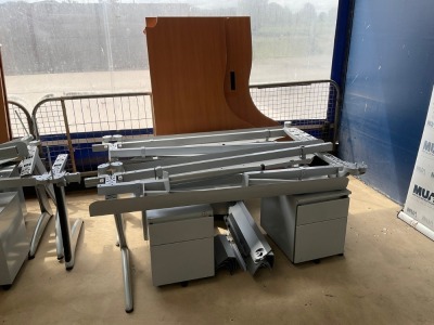 UNASSEMBLED 7200mm 4 PERSON BENCH DESK WITH 4No. STEEL TWO DRAWER PEDESTALS