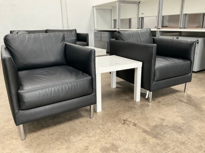 2No. HABITAT ARMCHAIRS & IKEA SIDE TABLE