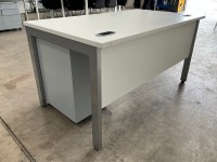 GOAL POST 1400X800mm RECTANGULAR OFFICE DESK & 3 DRAWER METAL PEDESTAL - 4