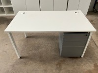 GOAL POST 1400X800mm RECTANGULAR OFFICE DESK & 3 DRAWER METAL PEDESTAL - 2