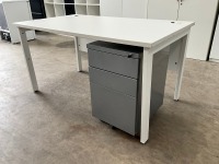 GOAL POST 1400X800mm RECTANGULAR OFFICE DESK & 3 DRAWER METAL PEDESTAL - 3