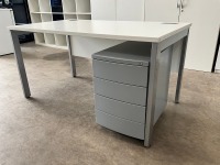 GOAL POST 1400X800mm RECTANGULAR OFFICE DESK & 4 DRAWER METAL PEDESTAL - 3