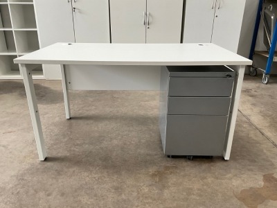 GOAL POST 1400X800mm RECTANGULAR OFFICE DESK & 3 DRAWER METAL PEDESTAL