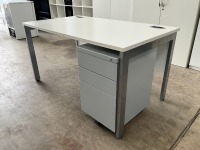 GOAL POST 1400X800mm RECTANGULAR OFFICE DESK & 3 DRAWER METAL PEDESTAL - 3