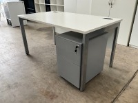 GOAL POST 1400X800mm RECTANGULAR OFFICE DESK & 3 DRAWER METAL PEDESTAL - 3