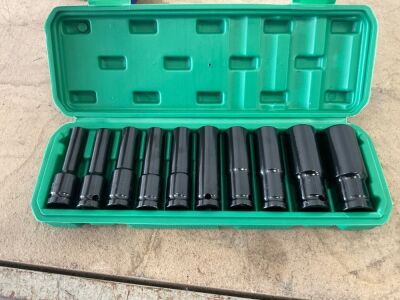 UNUSED 10PC 1/2" DEEP SOCKET SET 10-24MM 