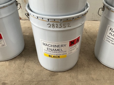 1No. 20 LITRE TIN OF UNUSED BLACK MACHERY PAINT 