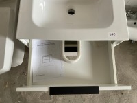 600 WALL-MOUNTED MATTE WHITE TWO-DRAWER UNIT WITH BLACK HANDLES AND BASIN - 4