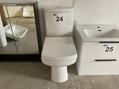 FULLY ENCLOSED BACK-TO-WALL TOILET WITH SOFT-SQUARE FRONT, PAN, CISTERN AND SEAT