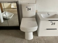 FULLY ENCLOSED BACK-TO-WALL TOILET WITH SOFT-SQUARE FRONT, PAN, CISTERN AND SEAT