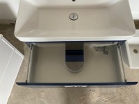 800MM WALL MOUNTED DOUBLE DRAWER ARC INDIGO BLUE UNIT & BASIN INCLUDING CHROME TAP - 4