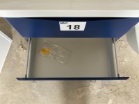 800MM WALL MOUNTED DOUBLE DRAWER ARC INDIGO BLUE UNIT & BASIN INCLUDING CHROME TAP - 5