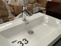 600 WALL-MOUNTED TWO-DRAWER ANTHRACITE GLOSS UNIT WITH CHROME TAP - 3