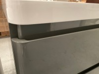 600 WALL-MOUNTED TWO-DRAWER ANTHRACITE GLOSS UNIT WITH CHROME TAP - 5