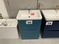 600 FLOOR-STANDING OCEAN BLUE TWO-DRAWER UNIT WITH BASIN AND CHROME TAP - 2