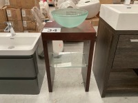 450 MAHOGANY UNIT WITH ROUND GLASS BASIN