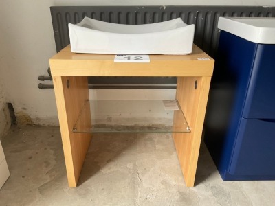 700 WOODEN WASHSTAND WITH GLASS SHELF AND FREESTANDING CERAMIC BASIN