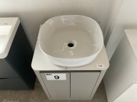 550-WIDE TWO-DOOR GREY GLOSS UNIT WITH CARRARA WORKTOP AND FREESTANDING BASIN - 2