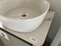 550-WIDE TWO-DOOR GREY GLOSS UNIT WITH CARRARA WORKTOP AND FREESTANDING BASIN - 6