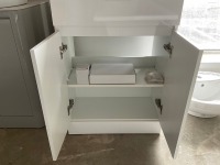 600 FLOOR-STANDING TWO-DOOR WHITE GLOSS UNIT WITH BASIN AND CHROME TAP - 3