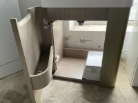 450 WALL-MOUNTED SINGLE-DOOR WOODEN FINISH UNIT WITH CHROME TAP - 4
