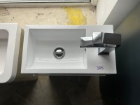 400 WALL-MOUNTED CLOAKROOM SINGLE-DOOR UNIT IN WHITE GLOSS WITH TOP-MOUNTED BASIN AND CHROME TAP - 2