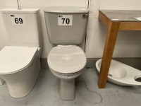 CLASSIC PUTTY-GREY OPEN-BACK CLOSE-COUPLED TOILET WITH PAN, CISTERN AND SEAT - 2