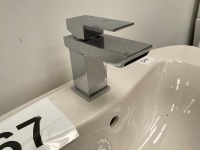 730-WIDE ONE-PIECE CERAMIC SEMI-PEDESTAL, DESIGNER-SHAPED WITH CHROME TAP - 5