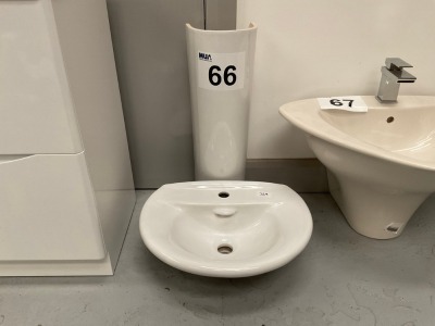 520×460 CERAMIC ROUNDED BASIN WITH FULL PEDESTAL
