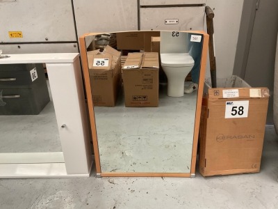 650 × 950 BEECH-FINISHED SINGLE-DOOR MIRROR CABINET