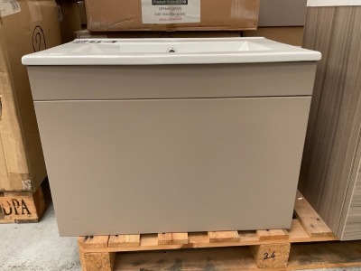 600 WALL MOUNTED SINGLE DRAWER - STONE GREY + BASIN - MOC583