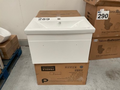 2x WHITE 600 WALL HUNG UNIT + BASIN