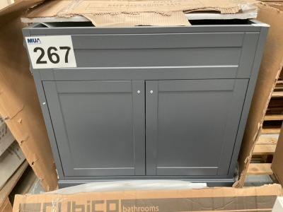 ASCOT 800 FLOOR-STANDING TWO-DOOR MIDNIGHT GREY UNIT ONLY, SLIGHT DAMAGE TO BOTTOM OF RIGHT-HAND SIDE GABLE