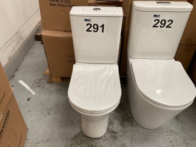 2x WC TOILET PAN CISTERNS + SEAT SEMI OPEN BACK
