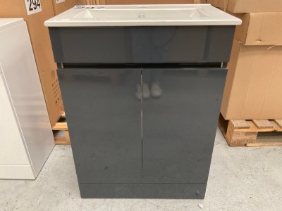VENUS 600 FLOOR STANDING 2 DOOR UNIT & BASIN ANTHRACITE