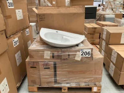 7x SHELF FRAMED CERAMIC BASINS WM=700