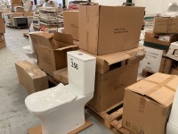 SOFT-SQUARE OPEN-BACK TOILET WITH PAN, CISTERN AND SEAT