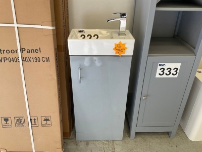 CUBE 400 PEBBLE GREY GLOSS UNIT, BASIN & TAP