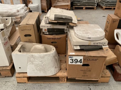 MIXED PALLET OF CERAMIC WALL-HUNG TOILETS AND SEATS