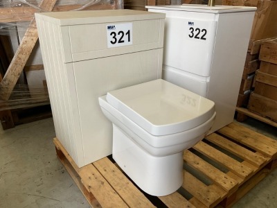 600 WC FURNITURE UNIT IN CHLORIC CREAM WITH BACK-TO-WALL PAN AND SOFT-CLOSE SEAT