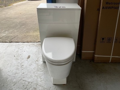 WHITE GLOSS WC FURNITURE UNIT, 500 WIDE WITH BACK-TO-WALL PAN AND SEAT