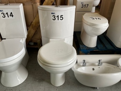 FULLY BACK-TO-WALL PAN, CISTERN, AND SEAT COMPLETE