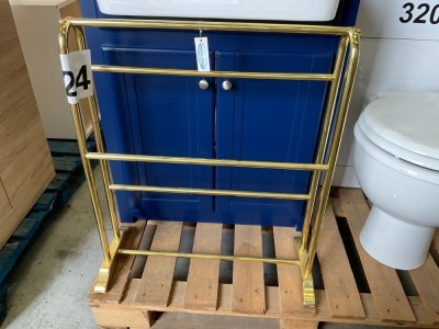 POLISHED BRASS FLOOR STANDING TOWEL RAIL