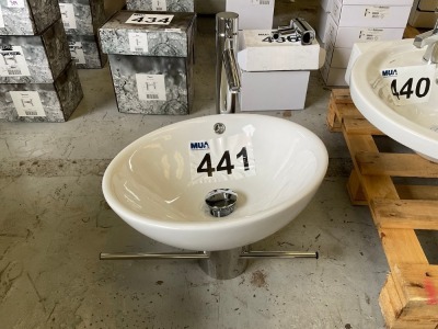 DESIGNER CHROME FRAME CERAMIC BASIN INCLUDING CHROME TAP