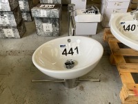 DESIGNER CHROME FRAME CERAMIC BASIN INCLUDING CHROME TAP