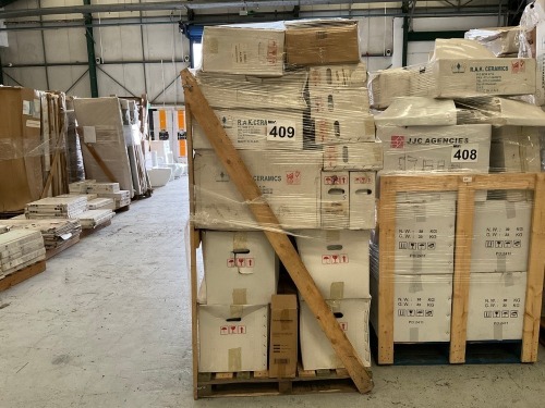 MIXED PALLET OF CERAMIC PANS, CISTERNS AND BASINS