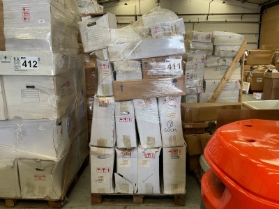MIXED PALLET OF CERAMIC BASINS AND PEDESTALS (600, 500, AND 450 SIZES)