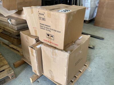 2x FULLY ENCLOSED TOILETS -PAN, CISTERN, AND SEAT & 2x BACK-TO-WALL PANS WITH SOFT-CLOSE SEATS